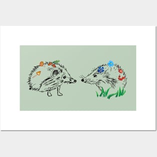 Cute Hedgehogs Drawing Posters and Art